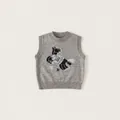 Knitted grey children's vest with a stylized horse pattern and ribbed hem detail - Gray Cy86080 / 80