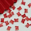 Detailed macro view of red glass butterfly beads for DIY jewelry with size markings. - L834# Red [Lampwork Butterfly]
