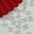 High-quality close-up of transparent pink butterfly glass beads for handmade DIY jewelry making - L835# Light Pink [Lampwork Butterfly]