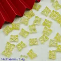 Macro detail of transparent yellow glass butterfly beads for handmade DIY jewelry - L837# Lemon Yellow [Lampwork Butterfly]