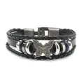 Vintage multi-layer braided leather bracelet featuring a metal butterfly charm for men - Butterfly