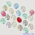 Detailoverzicht van kleurrijke 18x15mm ovale glazen kralen met roosreliëf voor DIY. - Willekeurig Gemengde Kleuren