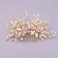 Vintage rose gold floral hair comb with sparkling rhinestones for wedding hair styling - Mori Style Versatile Gold Hair Comb HS-J4793G