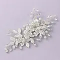 Elegant silver floral bridal hair clip with sparkling rhinestones for wedding hairstyling - Wedding-Matched Silver Hair Clip HS-J6505S