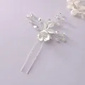 Elegant vintage silver flower hair pin with sparkling rhinestones for bridal hairstyles - Photo-Ready Silver Hair Stick HS-J4794S