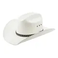 Weißer Cowboyhut im Retro-Stil mit breiter Krempe und gemustertem Band für den Sonnenschutz - M (56-58cm) / Weiß (LG2647) / Weiß