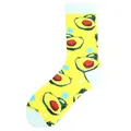 Creative avocado pattern mid-tube socks in yellow with light blue accents - One Size / Yellow Avocado Polka Dot