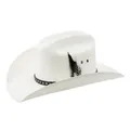 Klassischer weißer Western-Cowboyhut mit eleganter Feder und stilvollem Dekoband - M (56-58cm) / Weiß Mit Feder (LG2647) / Weiß (Mit Federn)
