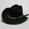 Cappello da cowboy classico nero con fascia intrecciata e tesa curva in stile occidentale - modello 3 / Taglia unica