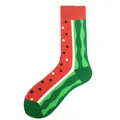 Creative watermelon patterned mid-calf socks featuring vibrant red and green colors - One Size / Red Watermelon Style
