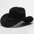 Cappello da cowboy classico in feltro nero con fascia a fibbia a stella per uomo e donna - 15 / Taglia unica