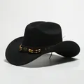 Cappello da cowboy occidentale in feltro nero con fascia decorativa con perline - 16 / Taglia unica