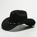 Cappello da cowboy classico nero in finta lana con perline turchesi e borchie - 27 / Taglia unica