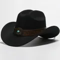 Cappello da cowboy western nero in finta lana con fascia in rilievo e dettaglio turchese - 30 / Taglia unica
