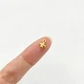 Kleiner goldener Edelstahl Sternanhänger auf der Fingerspitze als Größenreferenz-Skala. - 2# (Stern)