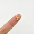 Makroansicht eines winzigen goldenen Delphin-Anhängers auf einer Fingerspitze für DIY - 3# (Delfin)