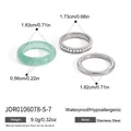 Natural stone and stainless steel ring set with size and weight specs - 3-Piece Ring Set (JDR0106078-S-7) / Silver + Green Natural Stone