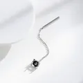 Orecchino a catena in acciaio al titanio con castone da 4 mm e perno da 1,0 mm - Base per Incastonatura da 4mm (Singola) / Perno 1.0mm