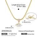 Elegant gold stainless steel snake bone necklace with marquise-cut zircon gemstone - Marquise Zirconia Snake Chain (JDN0306121)