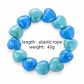 Vibrant candy-colored heart-shaped beaded bracelet featuring a flexible elastic rope design. - Elastic Cord / Blue Mix
