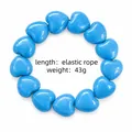 Blauwe hartvormige kralen elastische armband met snoepkleurige acryl kralen 43g - Elastisch koord / Hemelsblauw