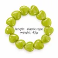 Glossy green heart shaped candy color beaded bracelet with elastic rope for women - Elastic Cord / Yellow-Green