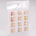 Set mit 12 Paar bunten Cartoon-Tier-Ohrsteckern mit goldenem Schraubverschluss - Pinguin / 12 Paare/Packung