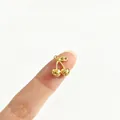 Detailaufnahme eines kleinen goldenen Kirsch-Anhängers aus poliertem Edelstahl. - Klassischer Glatter Kirschstil (1#)