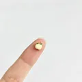 Nahaufnahme eines winzigen, 18 Karat vergoldeten Emaille-Apfelanhängers auf einer Fingerspitze. - Apfelform (1#) / Weiß