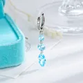 Light blue crystal drop earrings with silver-tone hoop and marquise cut pendant - Light Sea Blue (1 Pc)