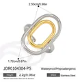 Minimalistischer hohler ovaler Ring aus Edelstahl in edler Silber- und Gold-Optik - Hohler Doppelkreis Oval (JDR0104304-PS) / AD 2.5cm ID 1.72cm / Gold und Silber Zweifarbig