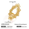 Elegant waterproof 18k gold-plated stainless steel ring with hollow flower design - Size 3.21x1.72cm