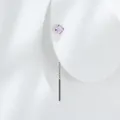 Titanium steel ear threader with a 4mm pink fireworks cut gemstone stud - Single Piece / Pink