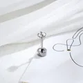 Elegant mini silver titanium steel ear stud with a clear four-claw zircon gemstone - Four-Prong Setting Style (061-4#) / 3mm (Single Piece) / White