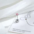 Exquisite mini titanium steel cartilage stud earring with a pink four-prong zirconia stone - Four-Prong Setting Style (061-3#) / 3mm (Single Piece) / Pink