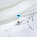 Mini titanium steel stud earring with light blue zircon for cartilage piercing - Four-Prong Setting Style (061-2#) / 3mm (Single Piece) / Aqua