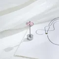 Delicate mini pink cubic zirconia stud earring in four-prong titanium steel setting - Four-Prong Setting Style (061-3#) / 4mm (Single Piece) / Pink