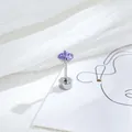 Exquisite mini four-prong purple zircon cartilage stud earring made of durable titanium steel - Four-Prong Setting Style (061-1#) / 4mm (Single Piece) / Purple