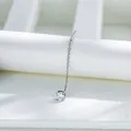 Orecchino a catenella in acciaio al titanio con zircone rotondo da 4mm incastonato - Catena per Orecchio (A1584-1#) / Perno 1.0mm / Bianco (Pezzo Singolo)