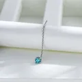 Orecchino a catenella in acciaio al titanio con zirconia blu turchese da 4mm - Catena per Orecchio (A1584-6#) / Perno 1.0mm / Verde Paraiba (Singolo)