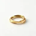 Macro view of two interlocking gold stainless steel bands for a minimalist ring look. - Size 5 / Gold