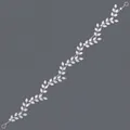 Eleganter silberfarbener Brauthaarschmuck mit marquise-geschliffenen Zirkonia-Blättern - Luxus-Blatt-Haarband HS-J7385S