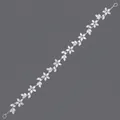 Eleganter silberner Blumen-Brauthaarreif mit klaren Zirkoniasteinen - Luxus-Blumen-Haarband HS-J7386S