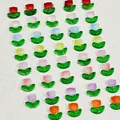 Jelly pink gradient glass tulip beads for DIY jewelry making accessories - Flower: 9x9x5.5mm; Leaf: 14x7x5mm / Random Mixed Colors