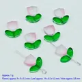 Jelly pink gradient glass tulip beads for handmade DIY jewelry bracelets and earrings - Flower: 9x9x5.5mm; Leaf: 14x7x5mm / Jelly Pink