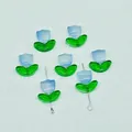 Handmade blue gradient glass tulip beads for DIY jewelry bracelet and earring accessories - Flower: 9x9x5.5mm; Leaf: 14x7x5mm / Gradient Blue