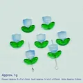 Perles tulipes en verre dégradé bleu faites main pour bijoux DIY bracelets et boucles - Fleur: 9x9x5.5mm; Feuille: 14x7x5mm / Bleu Dégradé