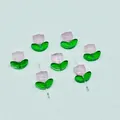 Perle petalo tulipano in vetro sfumato rosa per accessori gioielli fai da te peso 1g - Fiore: 9x9x5.5mm; Foglia: 14x7x5mm / Rosa fantasia