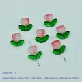 Perles tulipes en verre dégradé rose gelée pour bijoux DIY accessoires - Fleur: 9x9x5.5mm; Feuille: 14x7x5mm / Beige