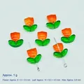Perles en verre tulipe dégradé orange et vert pour la création de bijoux artisanaux - Fleur: 9x9x5.5mm; Feuille: 14x7x5mm / Orange